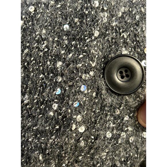 ATM NWT Charcoal Gray Sequin Button Cardigan Sweater Long Sleeve V-Neck Size XS - Picture 8 of 9